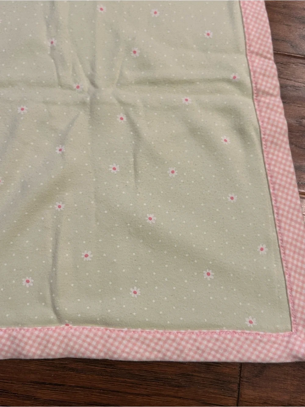 Vintage 1999 Gymboree Baby Blanket Reversible Spring Florals Pink Gingham Daisy